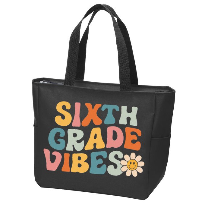 Sixth Grade Vibes 6th Grade Team Retro 1st Day Of School Zip Tote Bag