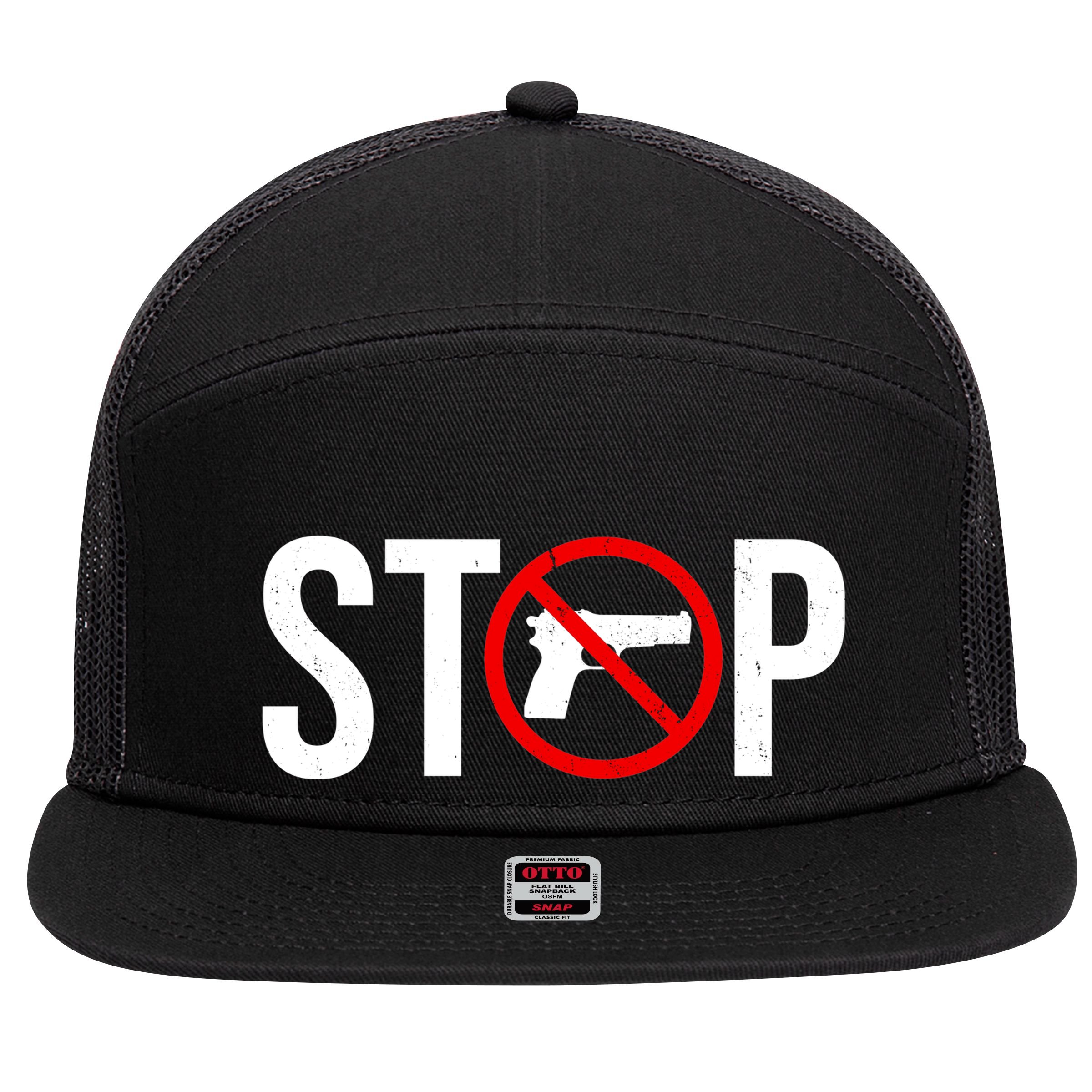 Stop Gun Violence Anti Guns 7 Panel Mesh Trucker Snapback Hat