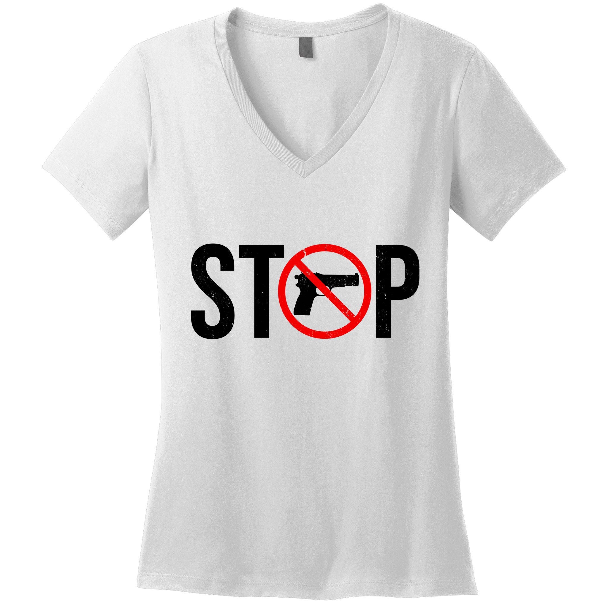 Stop Gun Violence Anti Guns Women's V-Neck T-Shirt