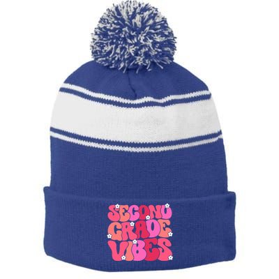 Second Grade Vibes Back To School 2Nd Grade Vibes 1St Day Gift Stripe Pom Pom Beanie