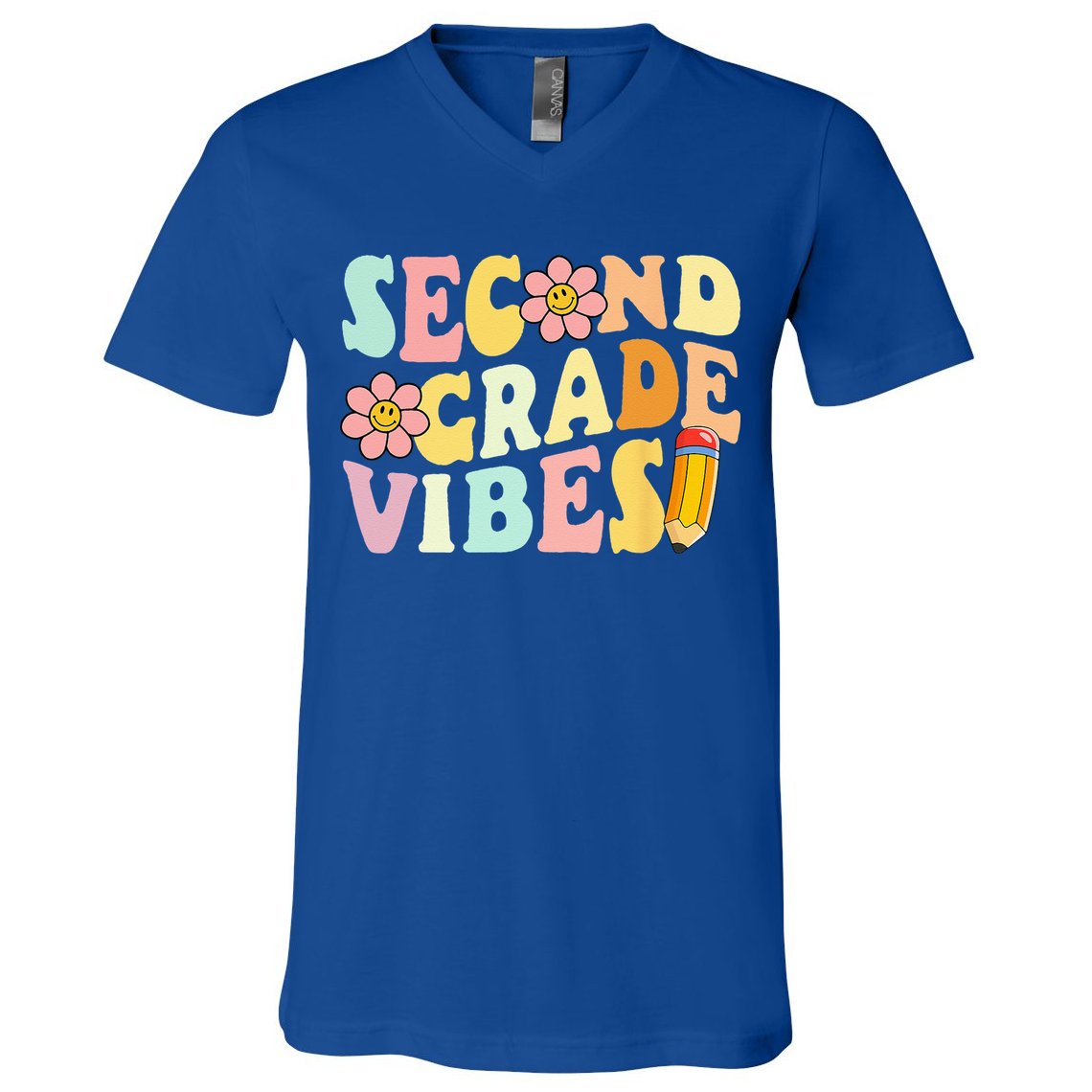 Second Grade Vibes 2nd Grade 1st Day Of School Teacher V-Neck T-Shirt
