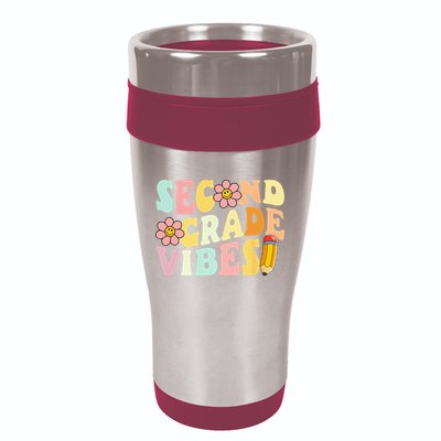 Second Grade Vibes 2nd Grade 1st Day Of School Teacher 16oz Travel Tumbler