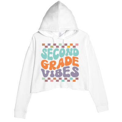 Second Grade Vibes Retro Groovy 2nd Grade Back To School Gift Crop Fleece Hoodie