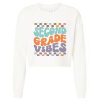 Second Grade Vibes Retro Groovy 2nd Grade Back To School Gift Cropped Pullover Crew