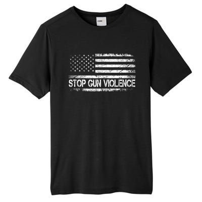 Stop Gun Violence End Gun Violence America Flag Tall Fusion ChromaSoft Performance T-Shirt