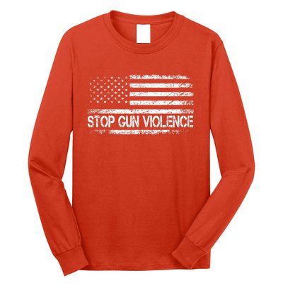 Stop Gun Violence End Gun Violence America Flag Long Sleeve Shirt