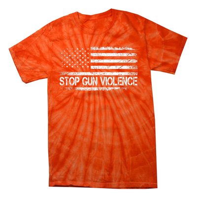 Stop Gun Violence End Gun Violence America Flag Tie-Dye T-Shirt