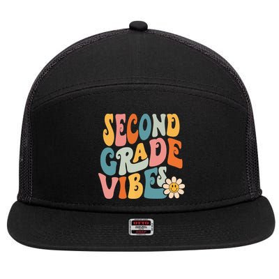 Second Grade Vibes 2nd Grade Team Retro 1st Day Of School 7 Panel Mesh Trucker Snapback Hat