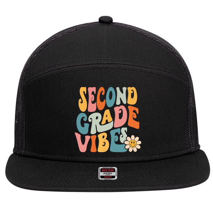 Second Grade Vibes 2nd Grade Team Retro 1st Day Of School 7 Panel Mesh Trucker Snapback Hat