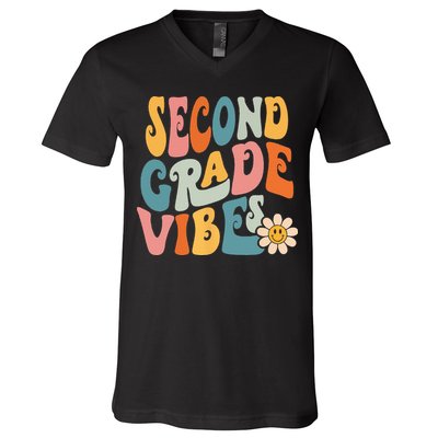 Second Grade Vibes 2nd Grade Team Retro 1st Day Of School V-Neck T-Shirt