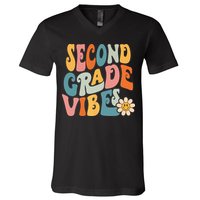 Second Grade Vibes 2nd Grade Team Retro 1st Day Of School V-Neck T-Shirt