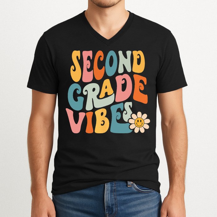 Second Grade Vibes 2nd Grade Team Retro 1st Day Of School V-Neck T-Shirt