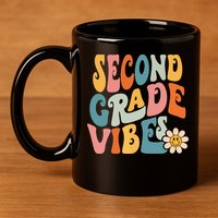 Second Grade Vibes 2nd Grade Team Retro 1st Day Of School 11oz C Handle Ceramic Mug