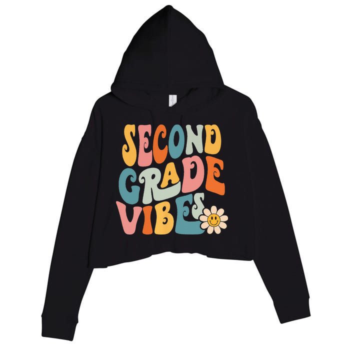 Second Grade Vibes 2nd Grade Team Retro 1st Day Of School Crop Fleece Hoodie