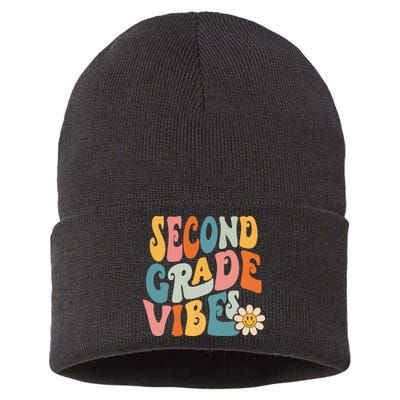 Second Grade Vibes 2nd Grade Team Retro 1st Day Of School Sustainable Knit Beanie