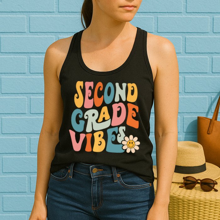 Second Grade Vibes 2nd Grade Team Retro 1st Day Of School Womens Tank Top