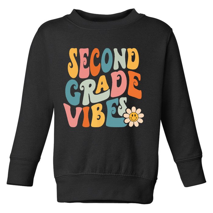 Second Grade Vibes 2nd Grade Team Retro 1st Day Of School Toddler Sweatshirt