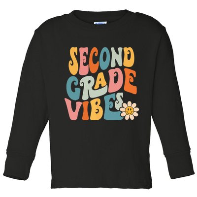 Second Grade Vibes 2nd Grade Team Retro 1st Day Of School Toddler Long Sleeve Shirt