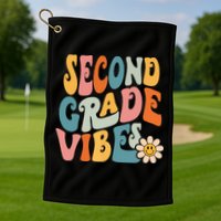 Second Grade Vibes 2nd Grade Team Retro 1st Day Of School Golf Towel