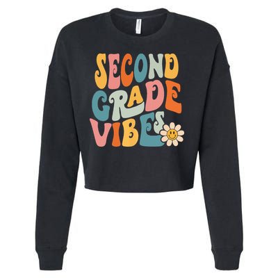 Second Grade Vibes 2nd Grade Team Retro 1st Day Of School Cropped Pullover Crew