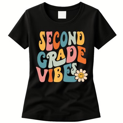 Second Grade Vibes 2nd Grade Team Retro 1st Day Of School Womens T-Shirt