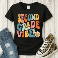 Second Grade Vibes 2nd Grade Team Retro 1st Day Of School Womens T-Shirt