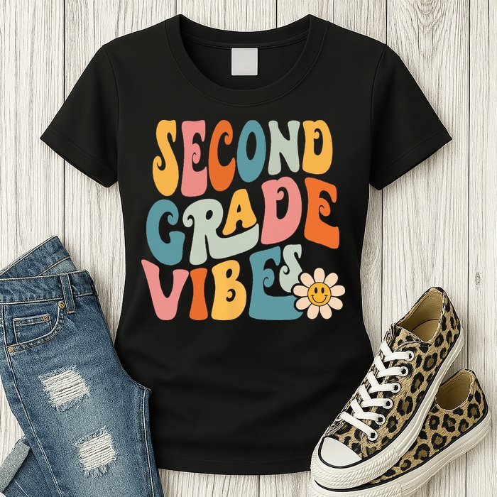 Second Grade Vibes 2nd Grade Team Retro 1st Day Of School Womens T-Shirt