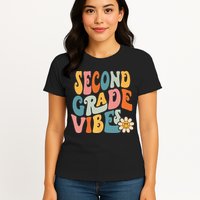 Second Grade Vibes 2nd Grade Team Retro 1st Day Of School Womens T-Shirt