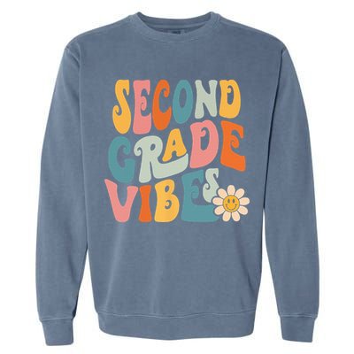 Second Grade Vibes 2nd Grade Team Retro 1st Day Of School Garment-Dyed Sweatshirt