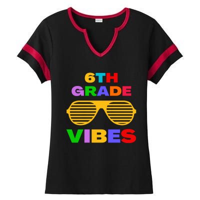 Sixth Grade Vibes First Day Of 6th Grade Kids Back To School Ladies Halftime Notch Neck Tee