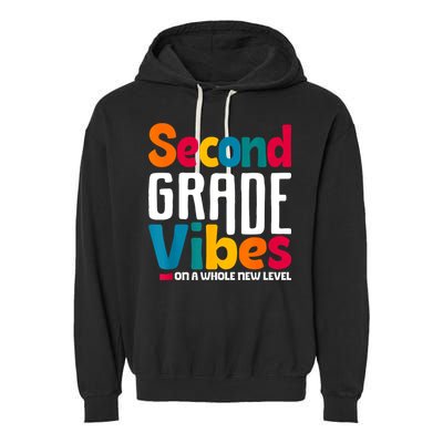 Second Grade Vibes Vintage 1st Day Of School Team 2nd Grade Garment-Dyed Fleece Hoodie