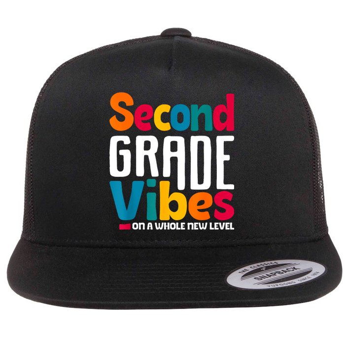 Second Grade Vibes Vintage 1st Day Of School Team 2nd Grade Flat Bill Trucker Hat