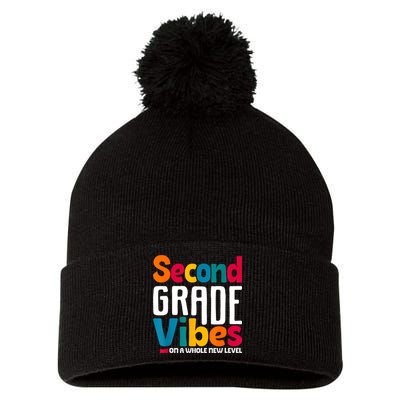 Second Grade Vibes Vintage 1st Day Of School Team 2nd Grade Pom Pom 12in Knit Beanie