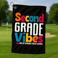 Second Grade Vibes Vintage 1st Day Of School Team 2nd Grade Golf Towel