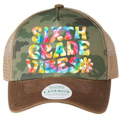 Sixth Grade Vibes 6th Grade Team Retro Back To School Legacy Tie Dye Trucker Hat