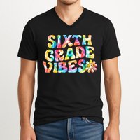 Sixth Grade Vibes 6th Grade Team Retro Back To School V-Neck T-Shirt