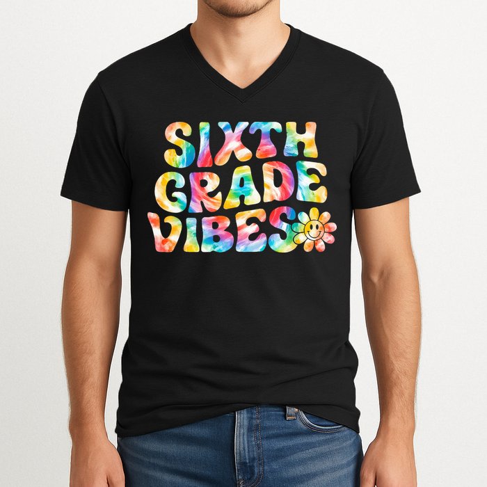 Sixth Grade Vibes 6th Grade Team Retro Back To School V-Neck T-Shirt