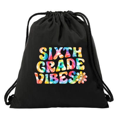 Sixth Grade Vibes 6th Grade Team Retro Back To School Drawstring Bag