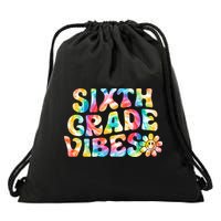 Sixth Grade Vibes 6th Grade Team Retro Back To School Drawstring Bag