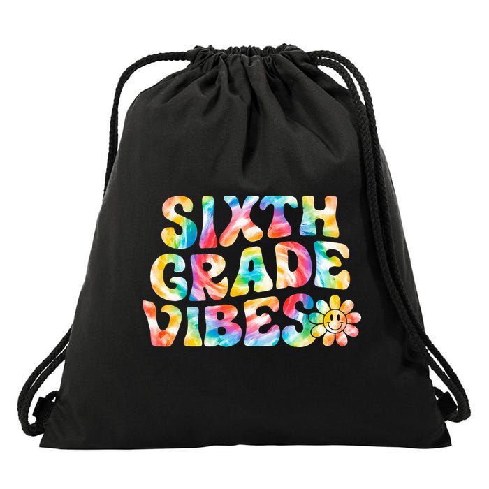 Sixth Grade Vibes 6th Grade Team Retro Back To School Drawstring Bag