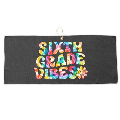 Sixth Grade Vibes 6th Grade Team Retro Back To School Large Microfiber Waffle Golf Towel