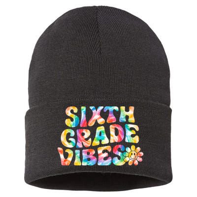 Sixth Grade Vibes 6th Grade Team Retro Back To School Sustainable Knit Beanie