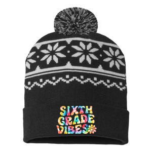 Sixth Grade Vibes 6th Grade Team Retro Back To School USA-Made Snowflake Beanie