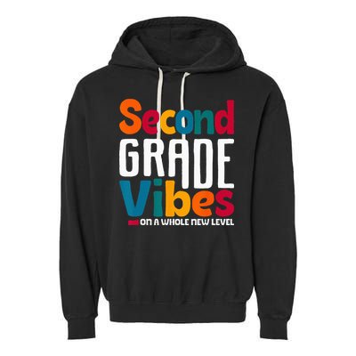 Second Grade Vibes Vintage 1st Day Of School Team 2nd Grade Garment-Dyed Fleece Hoodie