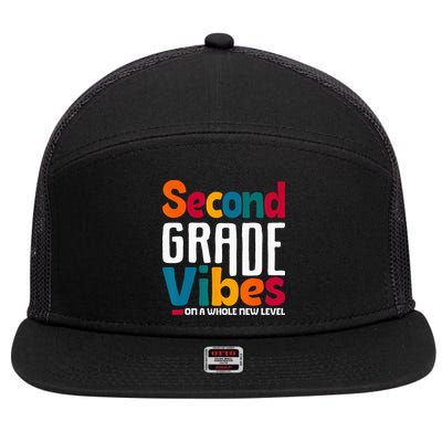 Second Grade Vibes Vintage 1st Day Of School Team 2nd Grade 7 Panel Mesh Trucker Snapback Hat
