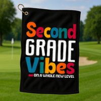 Second Grade Vibes Vintage 1st Day Of School Team 2nd Grade Golf Towel