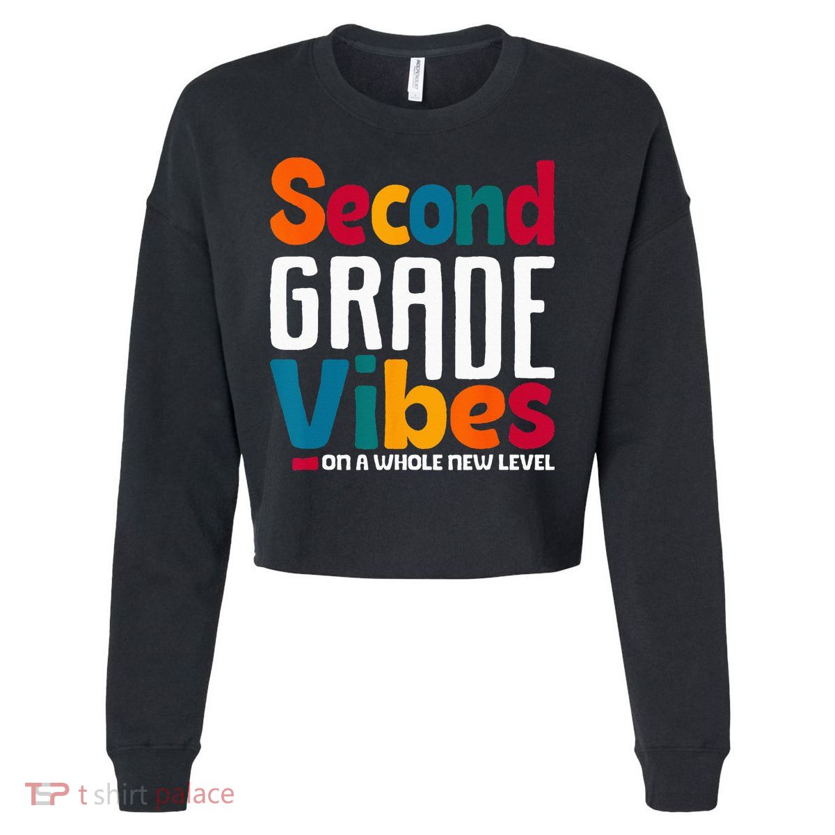 Second Grade Vibes Vintage 1st Day Of School Team 2nd Grade Cropped Pullover Crew
