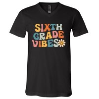 Sixth Grade Vibes 6th Grade Team Retro 1st Day Of School V-Neck T-Shirt