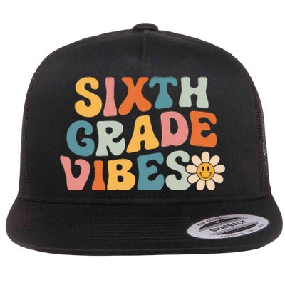 Sixth Grade Vibes 6th Grade Team Retro 1st Day Of School Flat Bill Trucker Hat