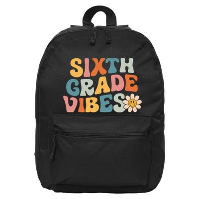 Sixth Grade Vibes 6th Grade Team Retro 1st Day Of School 16 in Basic Backpack